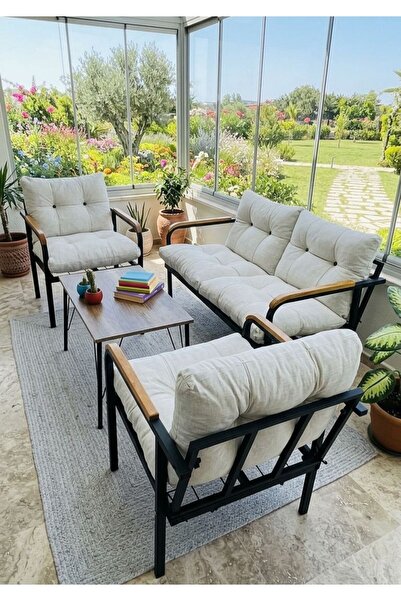 Madame Home Krem Balkon, Bahçe,teras,cafe - Salon - Metal Kanepe Koltuk Takım...