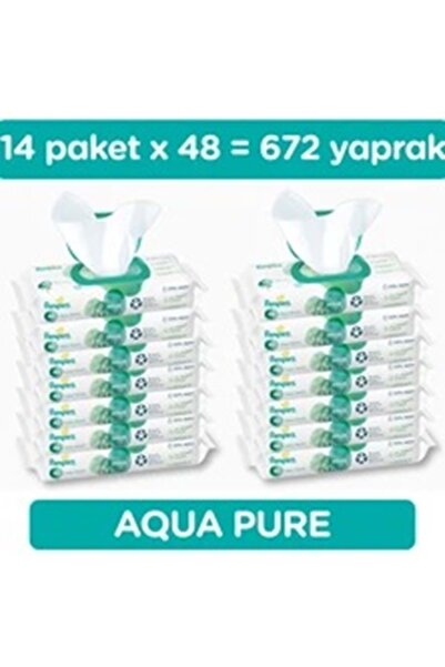 Prima Pampers Harmonie Wet Towel Wipes Aqua Pure 48 Sheets Set of 14 (672 She...