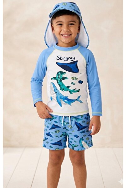 gnygiyim Αντηλιακό καπέλο και σορτς θαλάσσης με σχέδια χαρακτήρων, σετ μαγιό ...