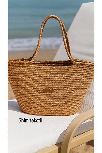 HLM TEKSTİL Ψάθινη τσάντα παραλίας, ψάθινη, τσάντα από γιούτα, γυναικεία τσάν...