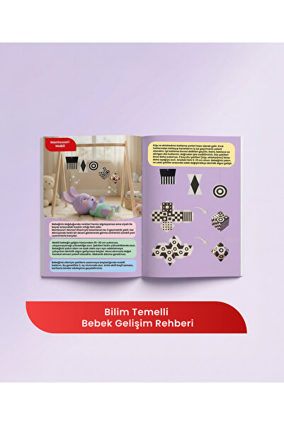 TOTS & FOLKS İlk Keşiflerim Görsel Gelişim Rehberi | 3 Dönem Bebek Zeka Kartları + Montessori Mobil | 0-12 Ay