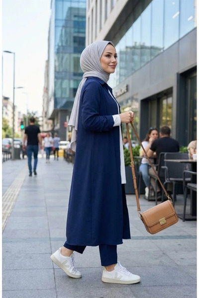 sefamerve Βισκόζη Belmando Υφασμάτινο Παντελόνι Τουνίκ Διπλό Σετ 0340-04 Ναυτ...