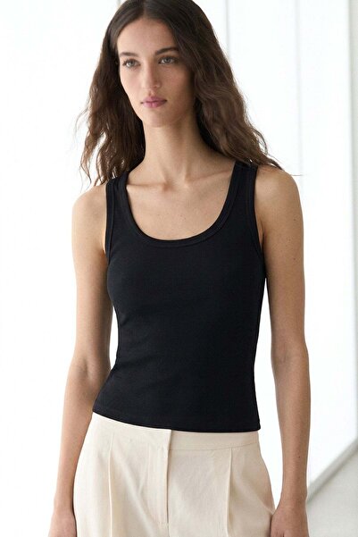 COTENCONCEPT Ribbed Fitted Viscose Blend Strap T-Shirt