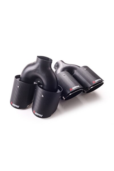 Audi Üniversal Akrapoviç Tarzı Karbon Kaplama Egzoz Ucu 101mm Çiftli Sağ-sol(...