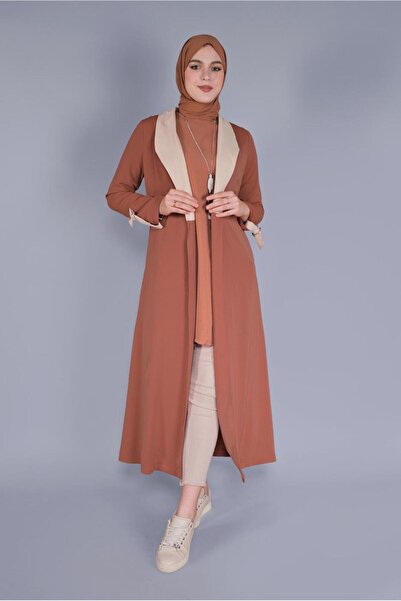 TRENDTESETTÜR KADIN TABA KUŞAKLI İKİ RENKLİ TRENÇKOT 6365