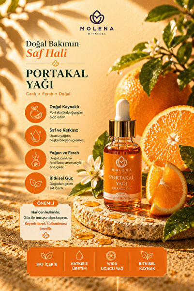 MOLENA BİTKİSEL Premium Portakal Yağı 20 ml – Canlandırıcı Aroma, Doğal Oda K...
