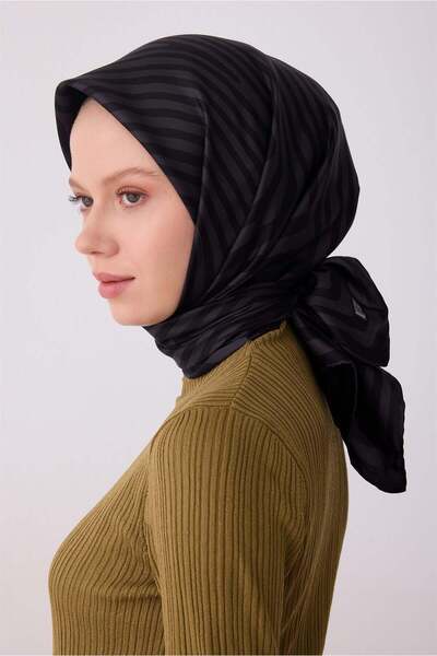 Belli Tivil Pure Silk Scarf IST 4325 - 84 Γκρι Μαύρο Αφηρημένο Σχέδιο