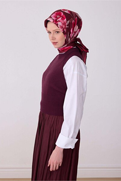 Belli Μαντήλι Tivil Pure Silk IST 4330 - 04 Βουργουνδί με σχέδιο λουλουδιών