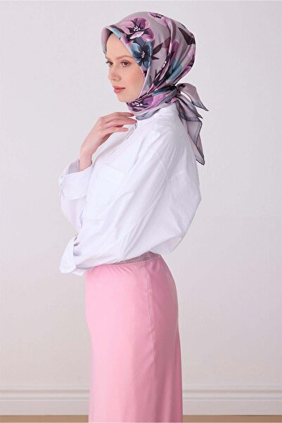 Belli Μαντήλι Tivil Pure Silk IST 4330 - 85 Λιλά Σχέδιο Λουλουδιών