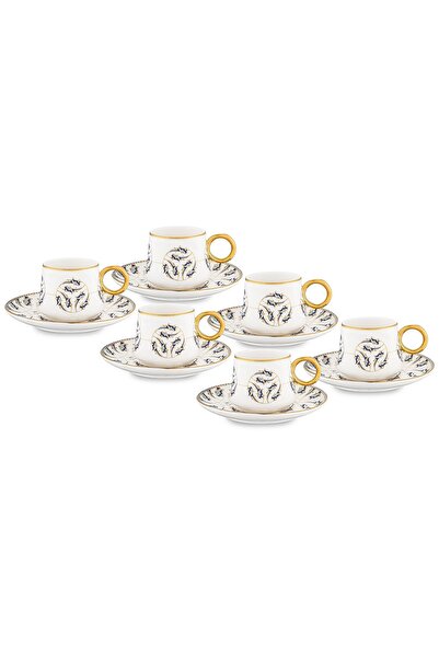 Jumbo Grace 12 Parça 6 Kişilik Kahve Fincan Takımı Gold