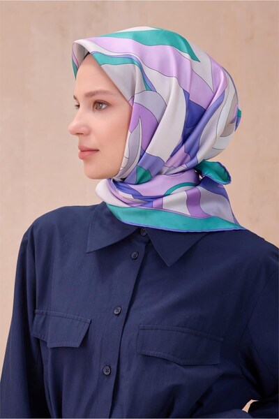 Belli Κασκόλ Twill Μετάξι - 4108-83 Λιλά Μπλε Γκρι