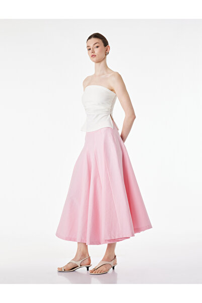 Koton Βαμβακερή μίντι φούστα με φάσες