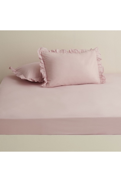 Karaca Home Διπλό Basic Powder Χρώμα 100% βαμβακερό επίπεδο σεντόνι