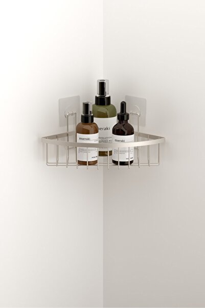 Teknotel Αυτοκόλλητο γωνιακό ράφι μπάνιου για σαμπουάν μονής στρώσης Satin ST306