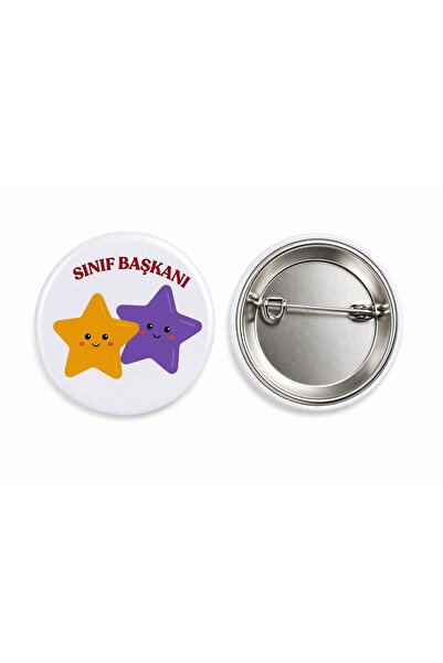 Öğrenci Sınıf Başkanı Metal Buton Rozet Broş-Çanta Rozeti-Yaka İğnesi (44mm) 1 Adet