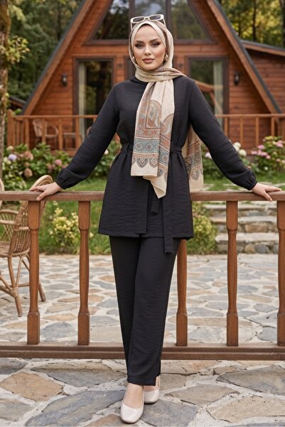 Bestenur Σετ δύο τεμαχίων με ζώνη Κρυφό φερμουάρ τεμαχίων 1698 - Μαύρο