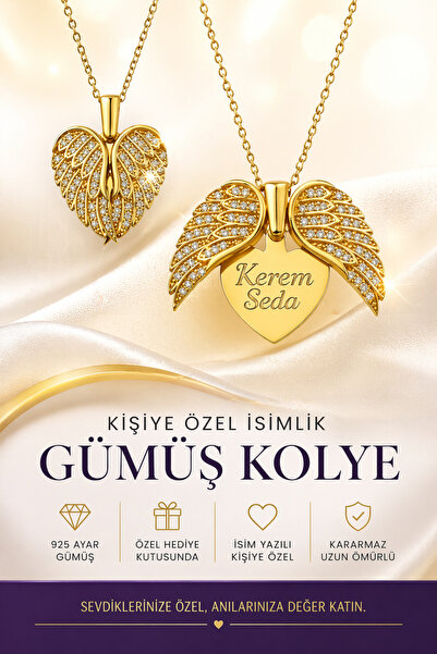 KAR DİAMOND 925 Ayar Gümüş Altın Kaplama Açma Kapatmalı Melek Kanatlı Kişiye ...