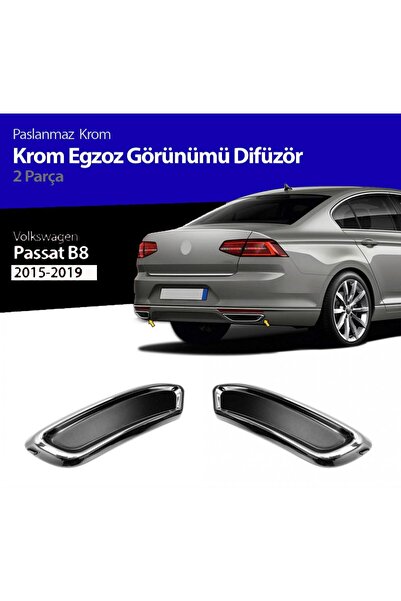 Niken Volkswagen Passat B8 Krom Egzoz Görünümü Difüzör Çıtası 2015-2018