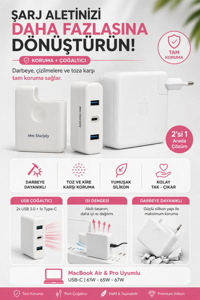 Mcstorey Usb Çoğaltıcı Çoklayıcı Usb-c Şarj Aleti Kılıfı 2xusb3.0 Usb-c 61w-6...