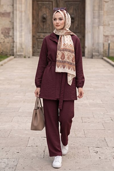 Bestenur Σετ Κρυφό φερμουάρ τεμαχίων με ζώνη και διπλό κοστούμι 1698 - Βουργο...