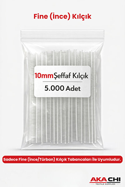 AKA CHI 10 mm fine Kılçık 5.000 Adet Şeffaf Etiket Tabancası Plastik Kılçık T...