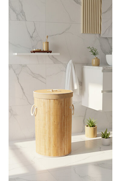 Bambum Λινό - Καλάθι Πλυντηρίου Στρογγυλό