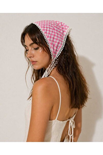 Handmade Betty Bands Pembe Pötikare Boyun Fuları Şık Yazlık Stil Bandana Kadı...