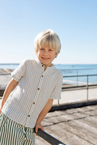 Cigit Πουκάμισο Μουσελίνας 2-10 Ετών Μπλε Διπλές Ρίγες