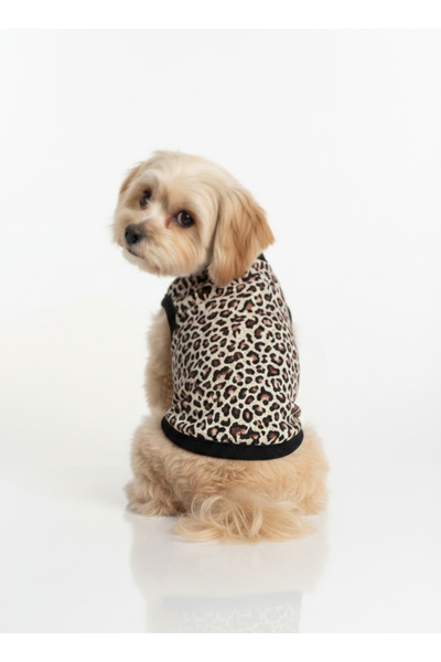 For a Fur Leopar Desenli Kedi Köpek Tişörtü Leoparlı Köpek Kazağı