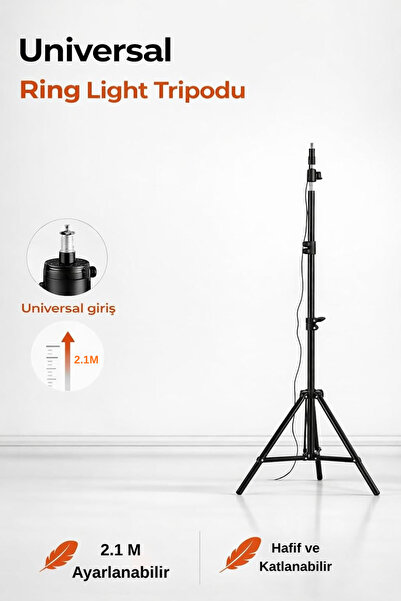 SMAYLİNG Universal Girişli 2 Metre Ayarlanabilir Işık Standı Katlanabilir Tel...