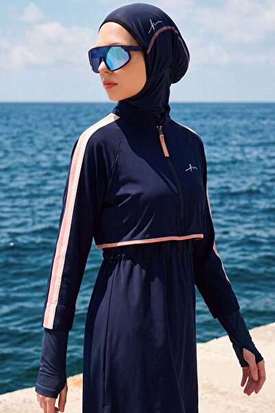 Haşema Esila H-Per Navy Blue 6 Piece Jileli Full Coverage Swimsuit Set 3125