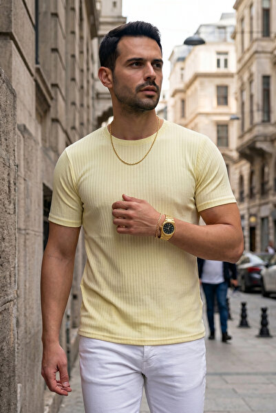 Teenage Millionaire Ανδρικό κίτρινο μπλουζάκι με λαιμόκοψη ποδηλάτου, πλεκτό,...