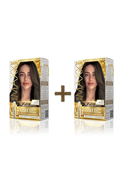 MAXX DELUXE 2'li Golden Beauty Set Saç Boyası 6.11 Yoğun Koyu Küllü Kumral