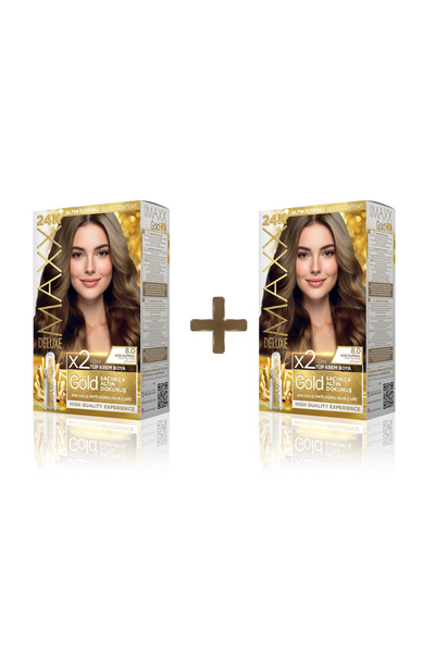 MAXX DELUXE 2'li Golden Beauty Set Saç Boyası 8.0 Açık Kumral