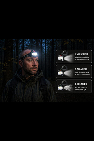 3 Function Battery Powered Led Head Lamp Flashlight