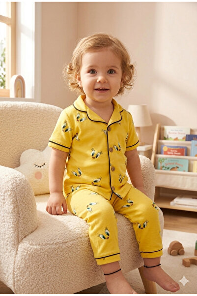minipanda Kız Erkek Unisex Lüx Alt-Üst 2 Parça Desenleri Canlı Pamuklu Pijama...
