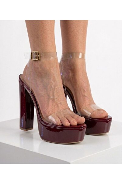 Tarz Topuklar Παπούτσια πλατφόρμας Pari Bordo από λουστρίνι