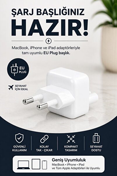 Mcstorey Şarj Başlığı Türkiye Kiti EU Plug Macbook iPhone iPad ile Uyumlu
