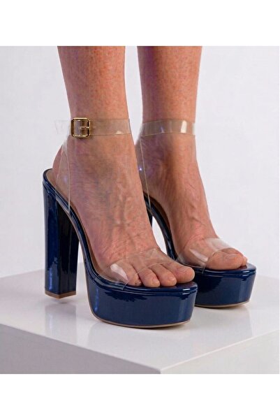 Tarz Topuklar Παπούτσια πλατφόρμας Pari σε μπλε ναυτικό λουστρίνι