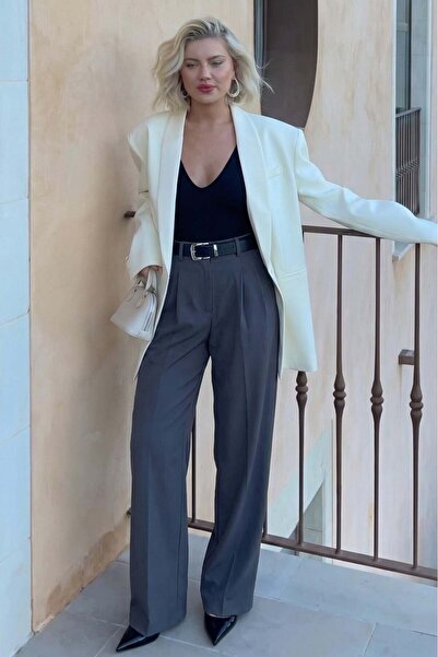 Madmext Καπνιστό Παντελόνι Διπλό Πλισέ Ζώνη Mg2330