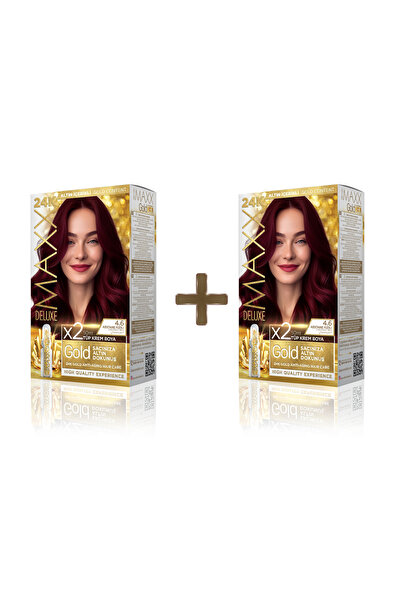 MAXX DELUXE 2'li Golden Beauty Set Saç Boyası 4.6 Kestane Kızılı