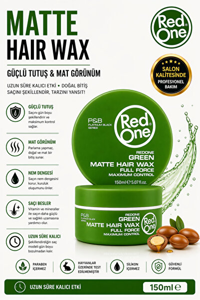 Red One Mat Wax – Doğal Ve Mat Görünüm Saç Şekillendirici – Güçlü Tutuş 150 ml