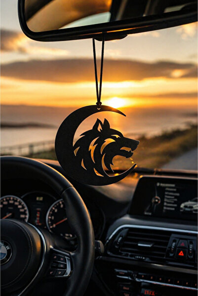 VENON Metal ✨ Aylı Kurt ✨ Dikiz Aynası Süsü Metal Araba Askılık Motifli Oto A...