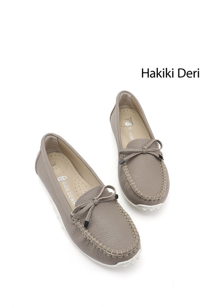 GÖNDERİ(R) Γυναικείο Φιόγκος Βιζόν από Γνήσιο Δέρμα Comfort Loafer