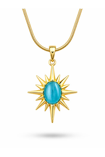 ZEYOLER FineJewelry Turquoise Star Taş Detaylı Çelik Kolye