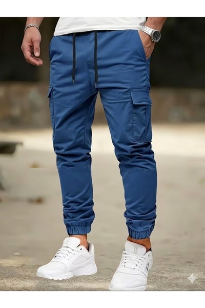 SERAZAT Ανδρικό παντελόνι Cargo Pocket Cotton Lycra με ελαστικό τελείωμα στα ...