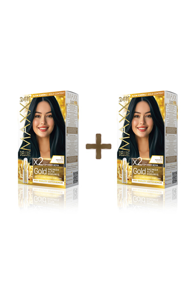 MAXX DELUXE 2'li Golden Beauty Set Saç Boyası 1.1 Mavi Siyah