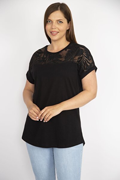 Şans Γυναικεία Μεγάλο Μέγεθος Μαύρη Βαμβακερή Ρόμπα Τούλι απλικέ μακριά μπλού...