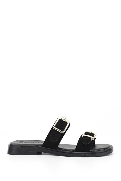 GÖNDERİ(R) Γυναικείο Μαύρο Σουέτ Με αγκράφα Casual Παντόφλες