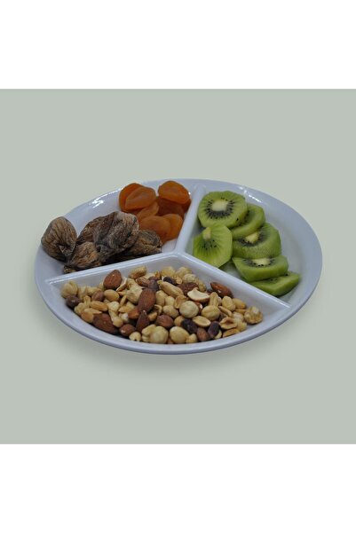 DERELİ MATBAA 3 Compartment Diet Plate Break Resistant 23x23 Cm Oval